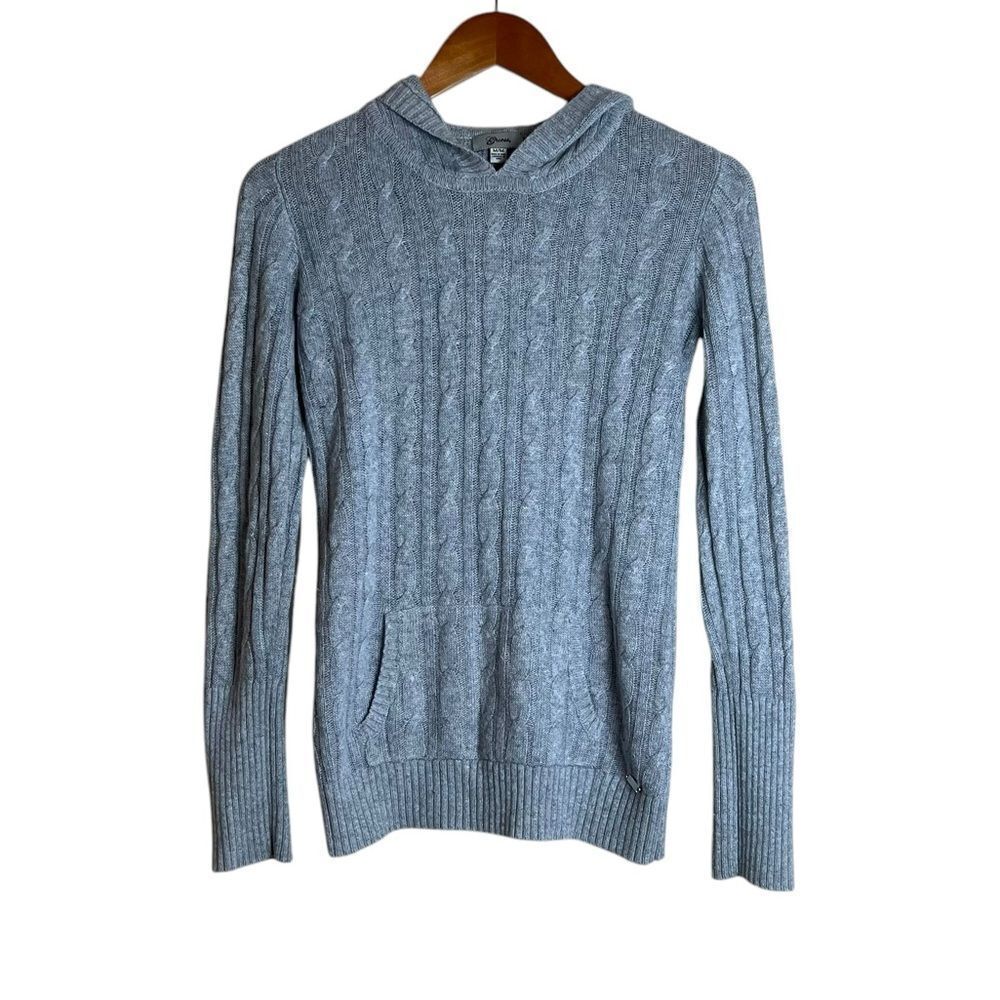 Guess‎ grey angora & wool blend cable knit hoodie